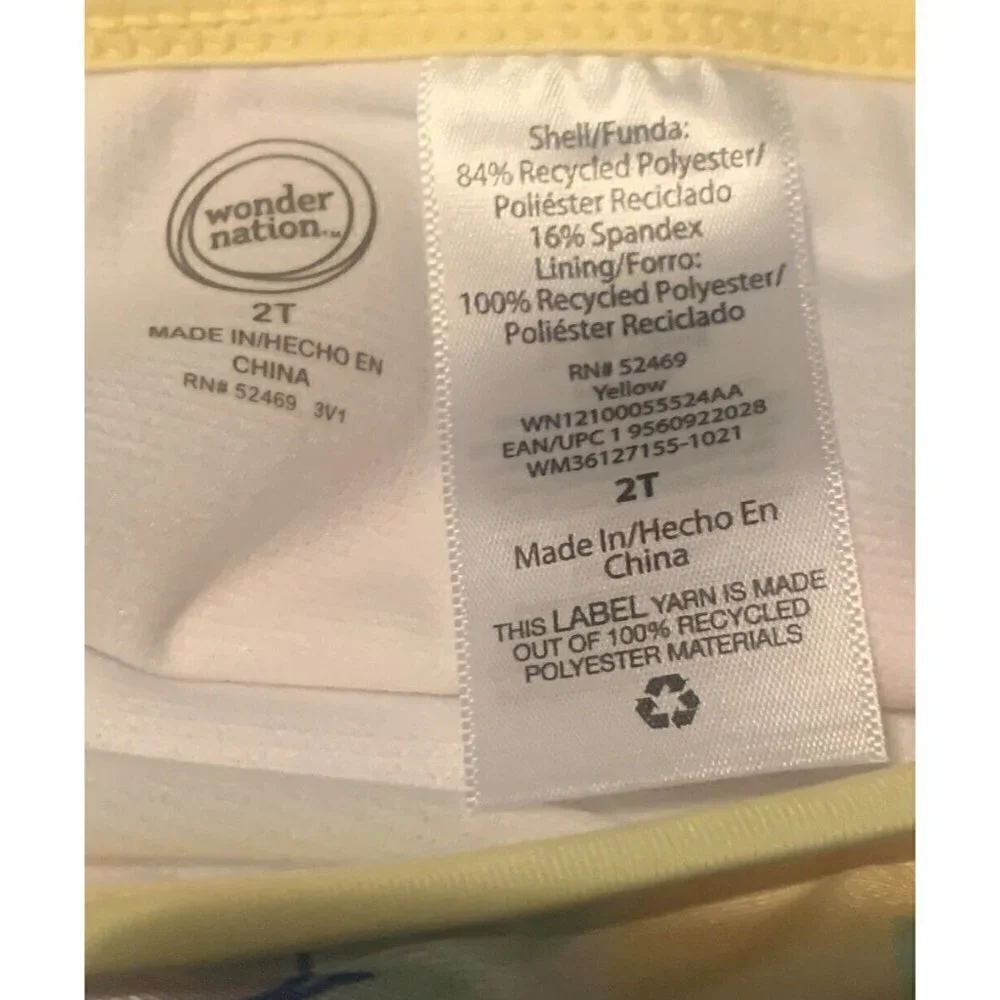 Wonder Nation Infant Toddler Girls 2PC Bikini Swimming Suit Size 2T Yellow Lemon
